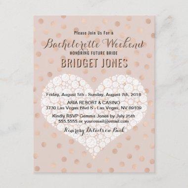 Bachelorette Weekend Itinerary Rose Gold Confetti Invitations