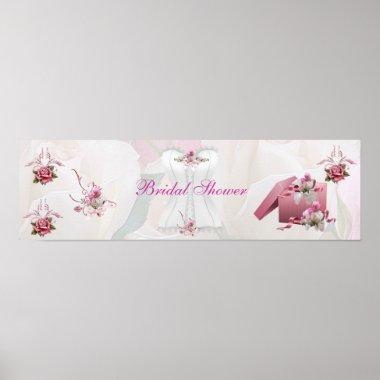 Banner Bridal Shower White Pink Corset Poster