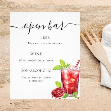 Bar menu red drink flyer