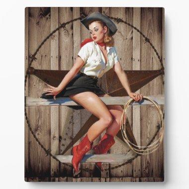 Barn Wood Texas Star western country Cowgirl Plaque
