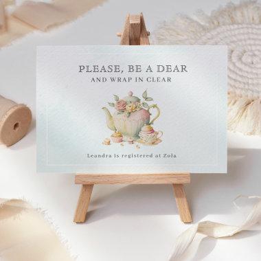 Be a Dear Wrap in Clear Tea Party Bridal Shower Enclosure Invitations