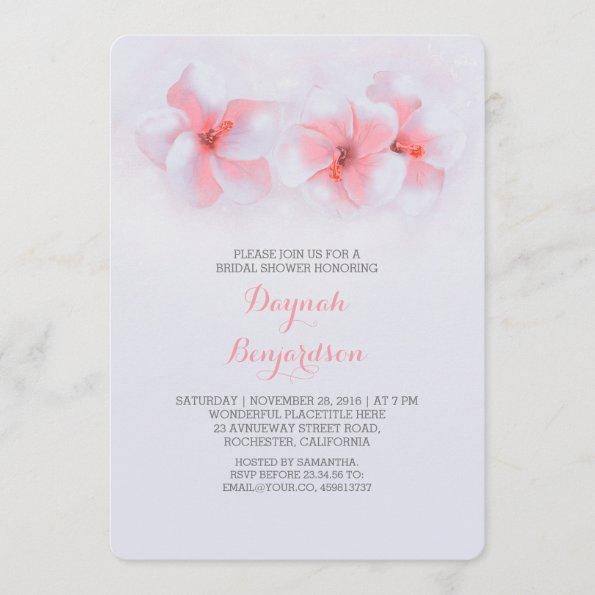beach bridal shower coral hibiscus flower Invitations