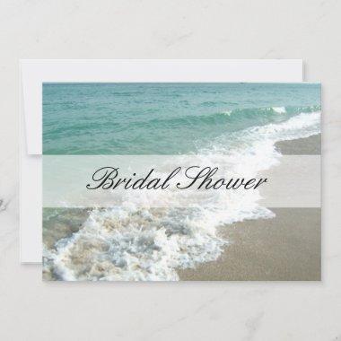 Beach Bridal Shower Invitations, Aqua Blue/White Invitation