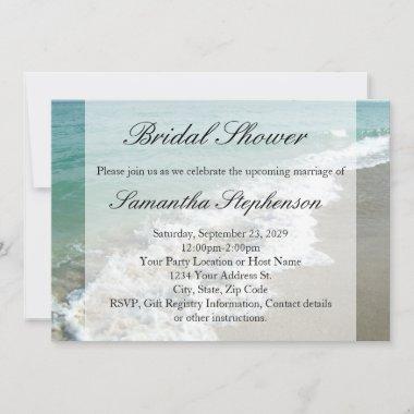 Beach Bridal Shower, White Ocean Surf Invitations