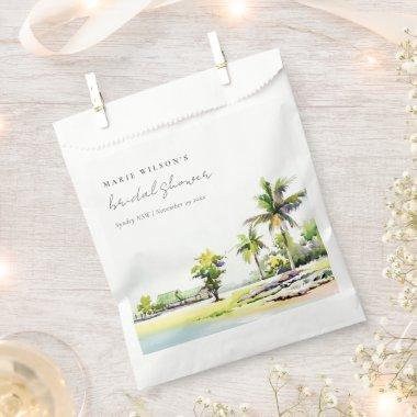 Beach Coastal Palm Trees Watercolor Bridal Shower Favor Bag