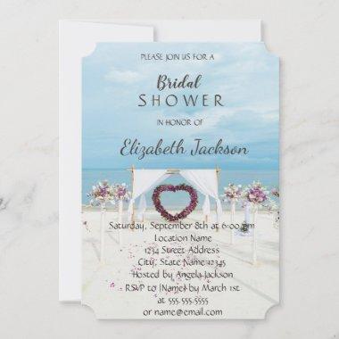 Beach Wedding Floral Arbor Bridal Shower Invitations