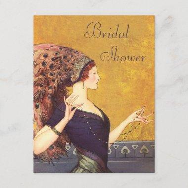 Beautiful Art Deco Peacock Flapper Bridal Shower Invitations