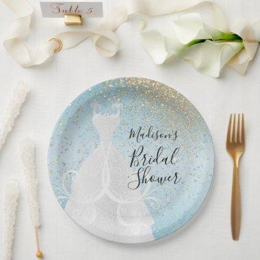 Beautiful Bridal Shower - Baby Blue Paper Plates