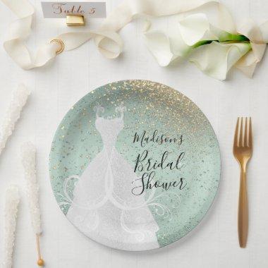 Beautiful Bridal Shower - Mint Green Paper Plates