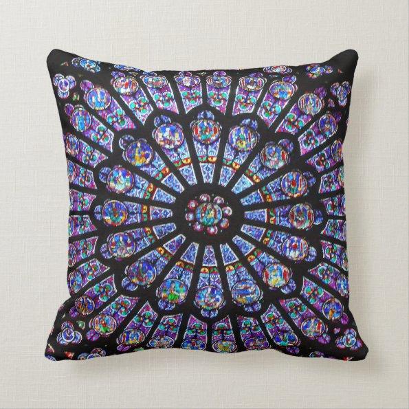 Beautiful Notre Dame Rose Window Throw Pillow