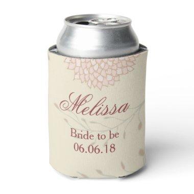 Beautiful Red and Beige Floral bridal shower Can Cooler