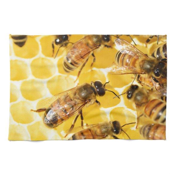 Bee Bees Hive Honey Comb Sweet Dessert Yellow Towel