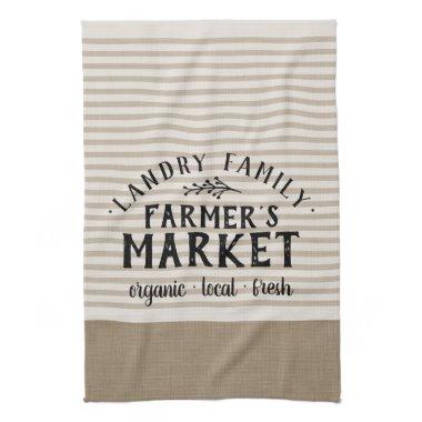 Beige Stripes Custom Farmer's Market | Farmhouse Kitchen Towel