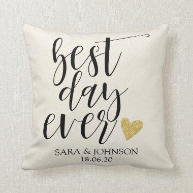 best day ever personlized wedding gift for couple throw pillow
