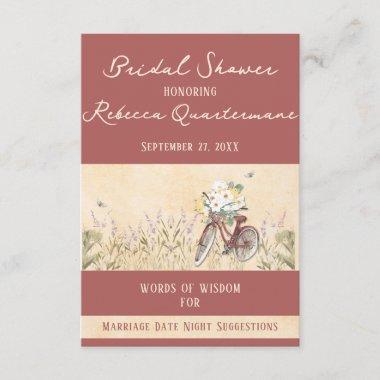 Bicycle Bridal Shower Words of Wisdom Enclosure Invitations