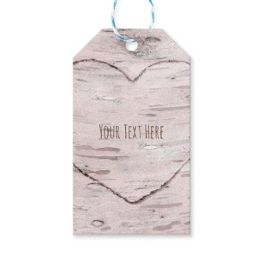 Birch Tree & Heart Rustic Wedding Favor Gift Tags