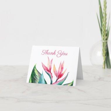 Bird of Paradise Tropical Watercolor Bridal Shower Thank You Invitations