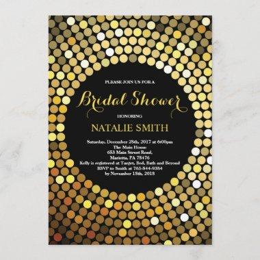 Black and Gold Glitter Bridal Shower Invitations