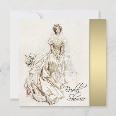 Black and Gold Vintage Bridal Shower Invitations