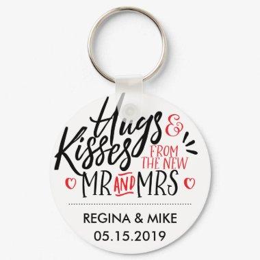 Black and Red Hugs and Kisses From New Mr and Mrs Keychain