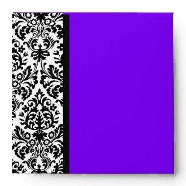 BLACK AND WHITE ART NOUVEAU DAMASK blue purple Envelope