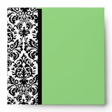 BLACK AND WHITE ART NOUVEAU DAMASK Green Envelope