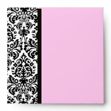 BLACK AND WHITE ART NOUVEAU DAMASK Pink Envelope