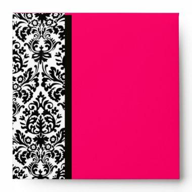 BLACK AND WHITE ART NOUVEAU DAMASK ,Pink Fuchsia Envelope