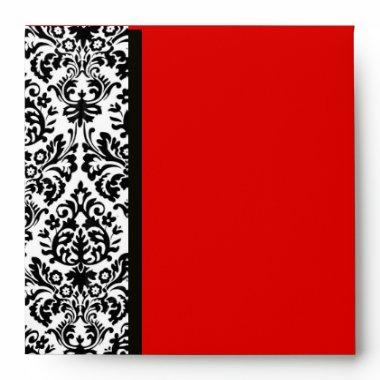 BLACK AND WHITE ART NOUVEAU DAMASK Red Envelope