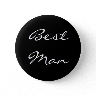 Black and White Best Man Button