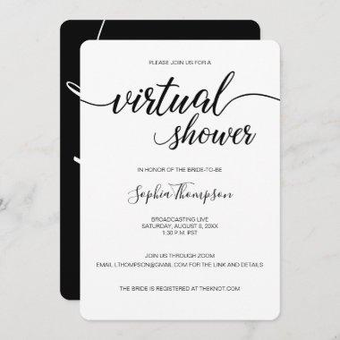 BLACK and white Custom LIVE VIRTUAL BRIDAL SHOWER Invitations
