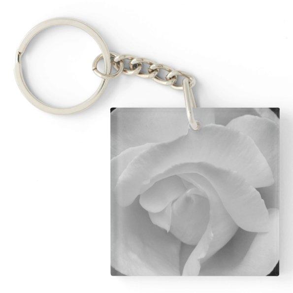 Black and White Rose Keychain