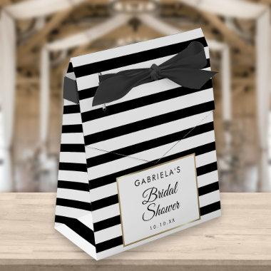 Black And White Stripe Elegant Gold Bridal Shower Favor Box