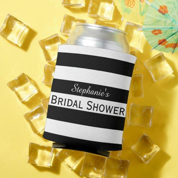 Black and White Striped Bridal Shower Can Cooler