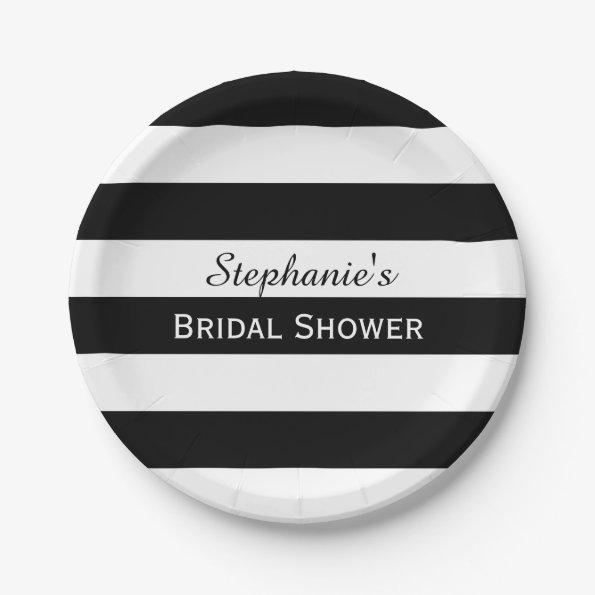 Black and White Striped Bridal Shower Paper Plates