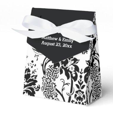Black and White Tapestry Wedding Favor Boxes