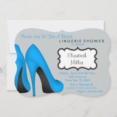 Black & Blue Heel Lingerie Bridal Shower Invite