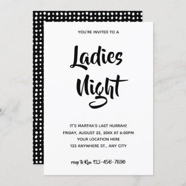 Black Casual Script | Ladies Night Bridal Shower Invitations