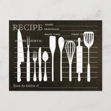 Black Chalkboard Retro Recipe Invitations Kitchen Tools