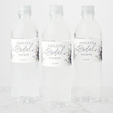 Black Floral Bridal Water Bottle Label