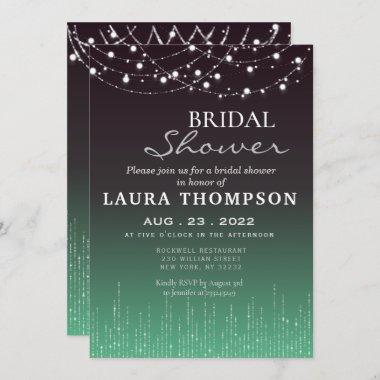 black green Bridal shower invitation Invitations lights