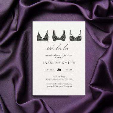 Black Lace Lingerie Bridal Shower Modern Invitatio Invitations