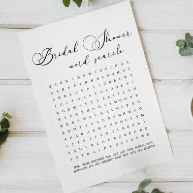 Black Modern Simple Bridal Shower Game Word Search