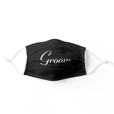 Black on White Groom Newlywed Wedding Facemask Adult Cloth Face Mask