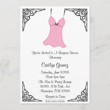 Black & Pink Lingerie Bridal Shower Invitations