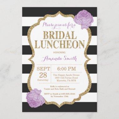 Black Purple and Gold Bridal Luncheon Invitations
