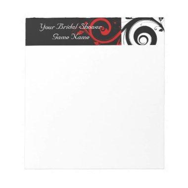 Black Red Reverse Swirl Bridal Shower Game General Notepad