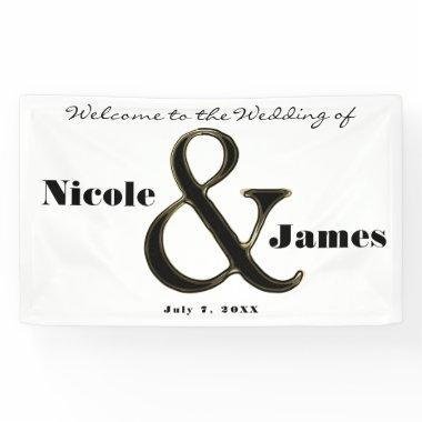 Black & White Ampersand Chic Personalized Wedding Banner