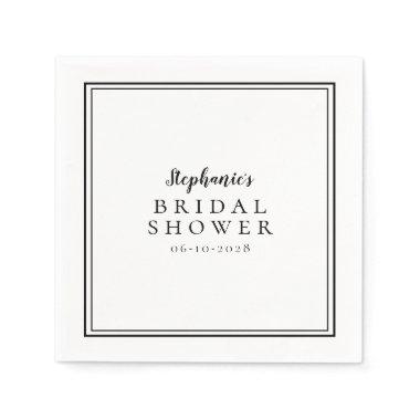 Black & White Bridal Shower Wedding Simple Modern Napkins