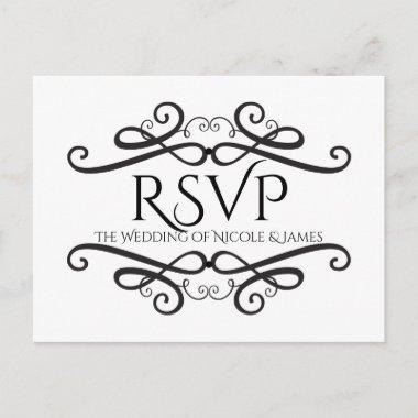 Black & White Classic Wedding Engagement RSVP Invitation PostInvitations